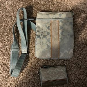 Blue Coach cross body and matching wallet
